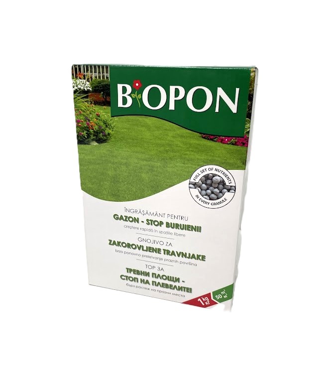 Ingrasamant granulat pentru gazon - stop buruieni, Biopon 1kg ingrasamant gazon stop buruieni Biopon 1 kg granulat